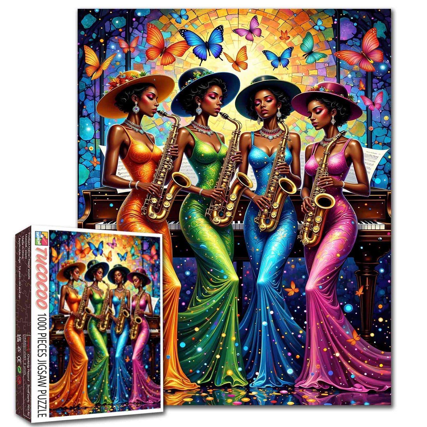Jazz Saxophone Night Quartet Jigsaw Puzzle