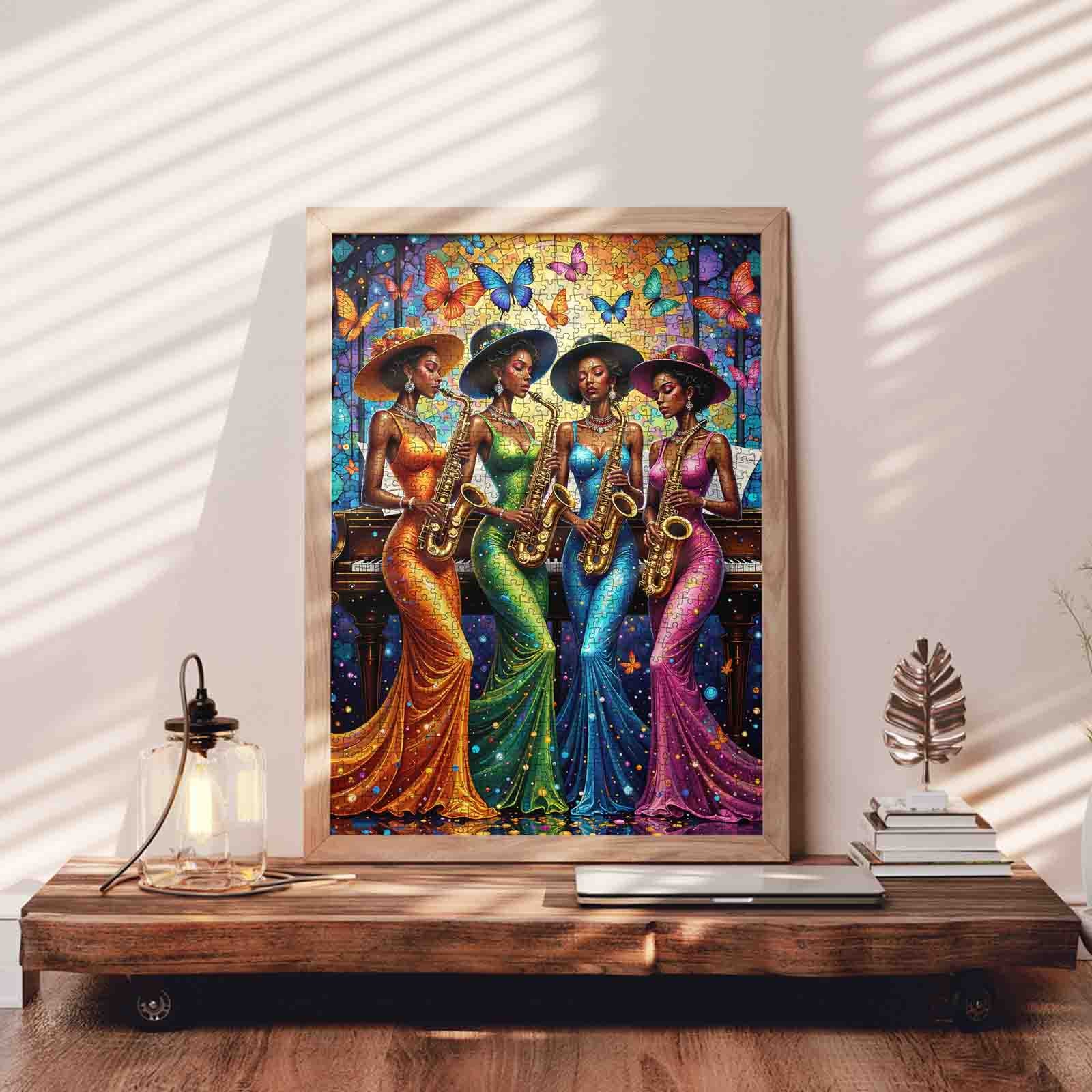 Jazz Saxophone Night Quartet Jigsaw Puzzle