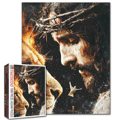 Jesus and Lion Faith Portrait Jigsaw Puzzle