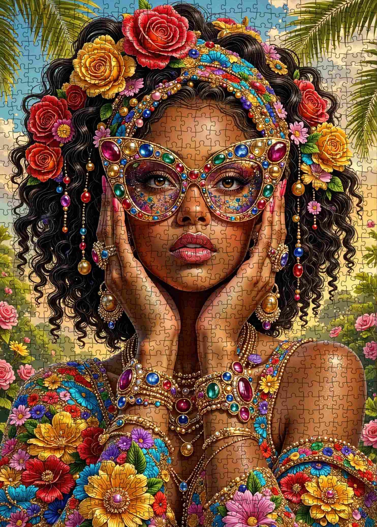 Jeweled Floral Beauty Jigsaw Puzzle
