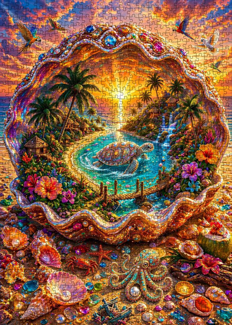 Jeweled Seashell Tropical Paradise Jigsaw Puzzle
