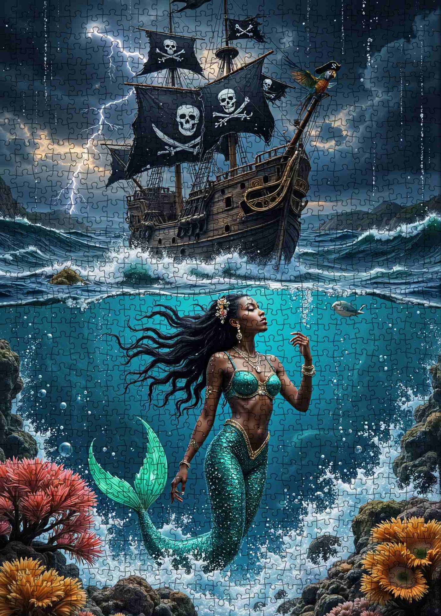 Storm Pirate Ship Mermaid Depths Jigsaw Puzzle