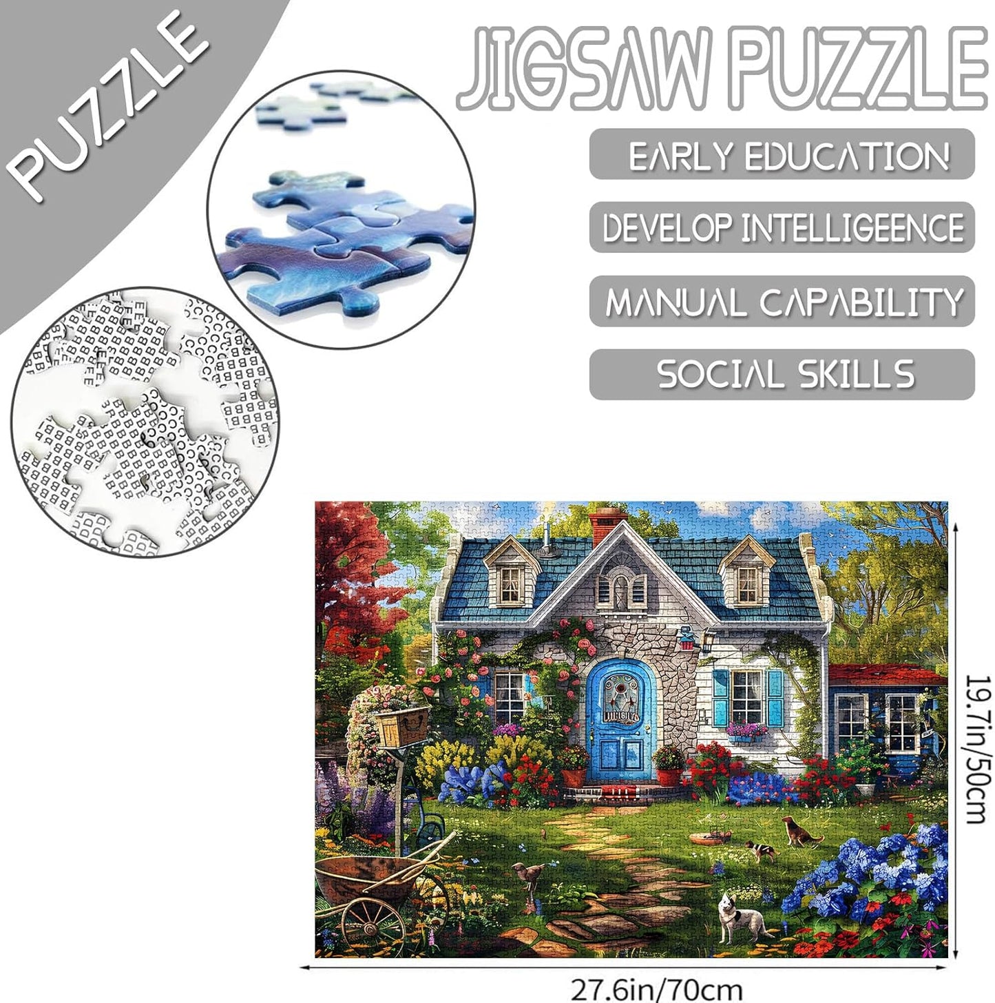 Blaue Tür Charmante Haus Landschaft Puzzle 