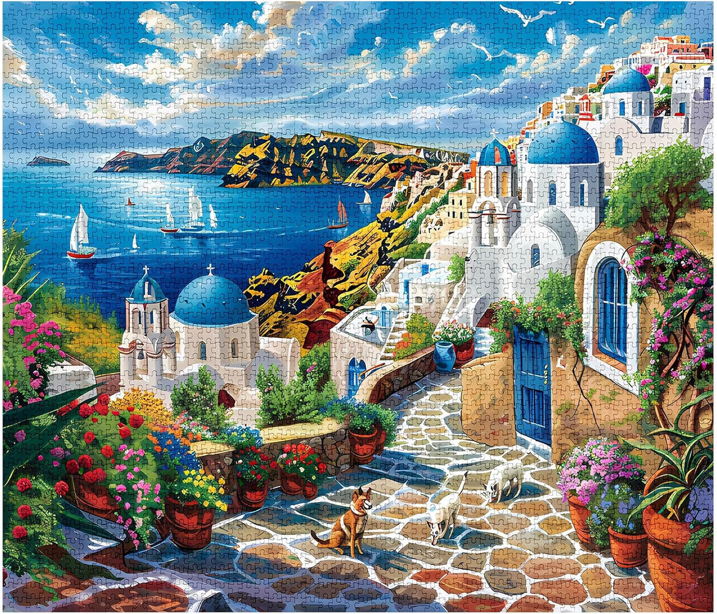 Santorini White Buildings Jigsaw Puzzles