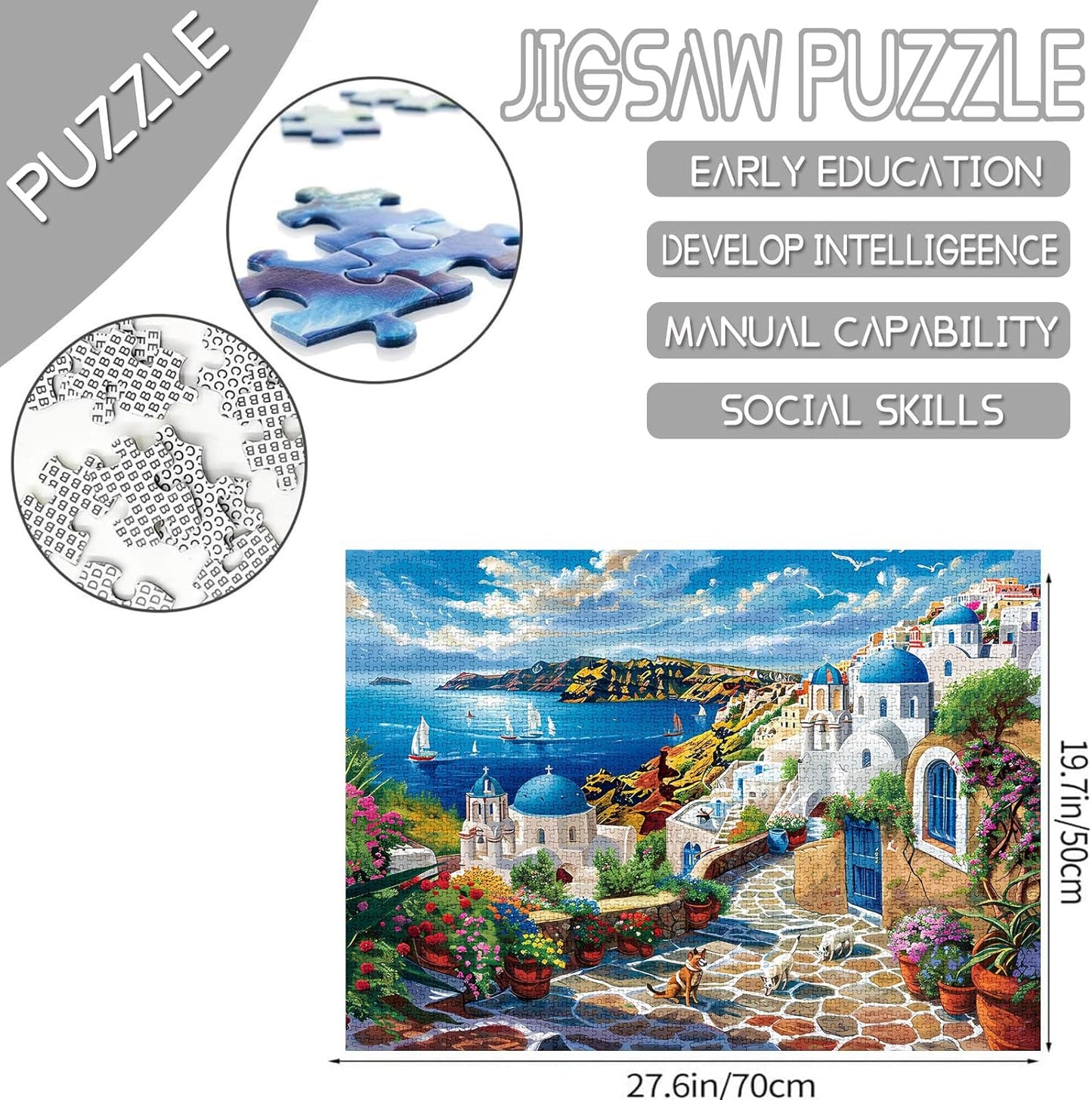 Santorini White Buildings Jigsaw Puzzles