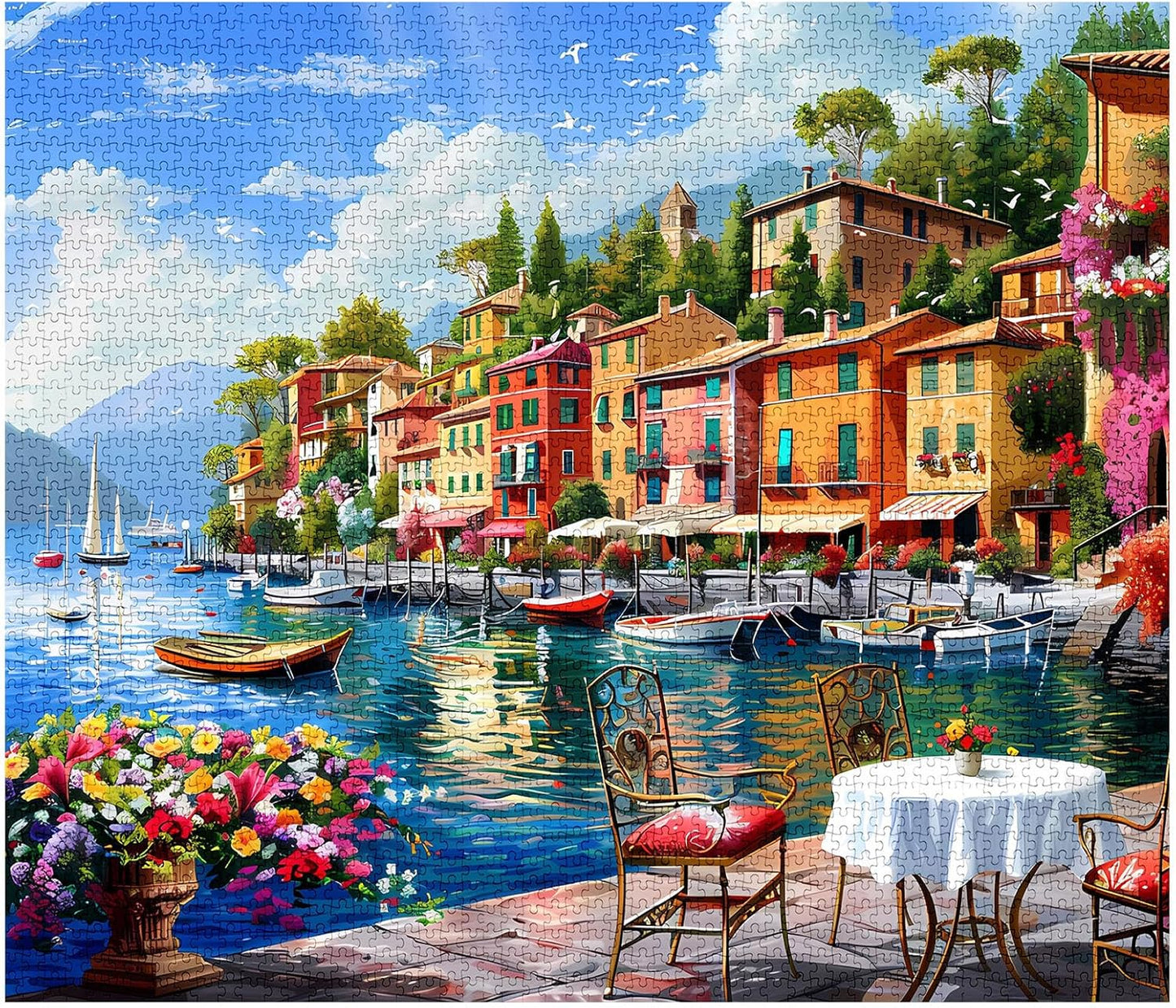 Italy Harbor with Colorful Buildings Jigsaw Puzzles