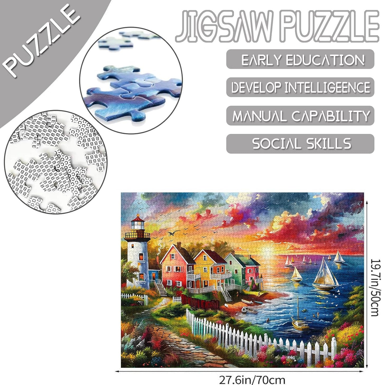 Lighthouse Boats Sunset Jigsaw Puzzles