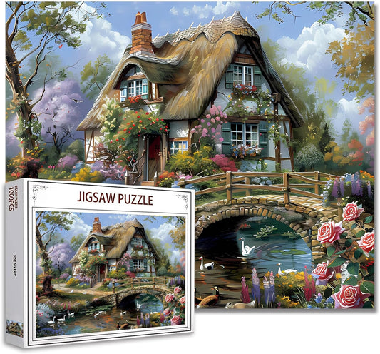 Bridgeside Vintage Thatched Cottage Jigsaw Puzzles