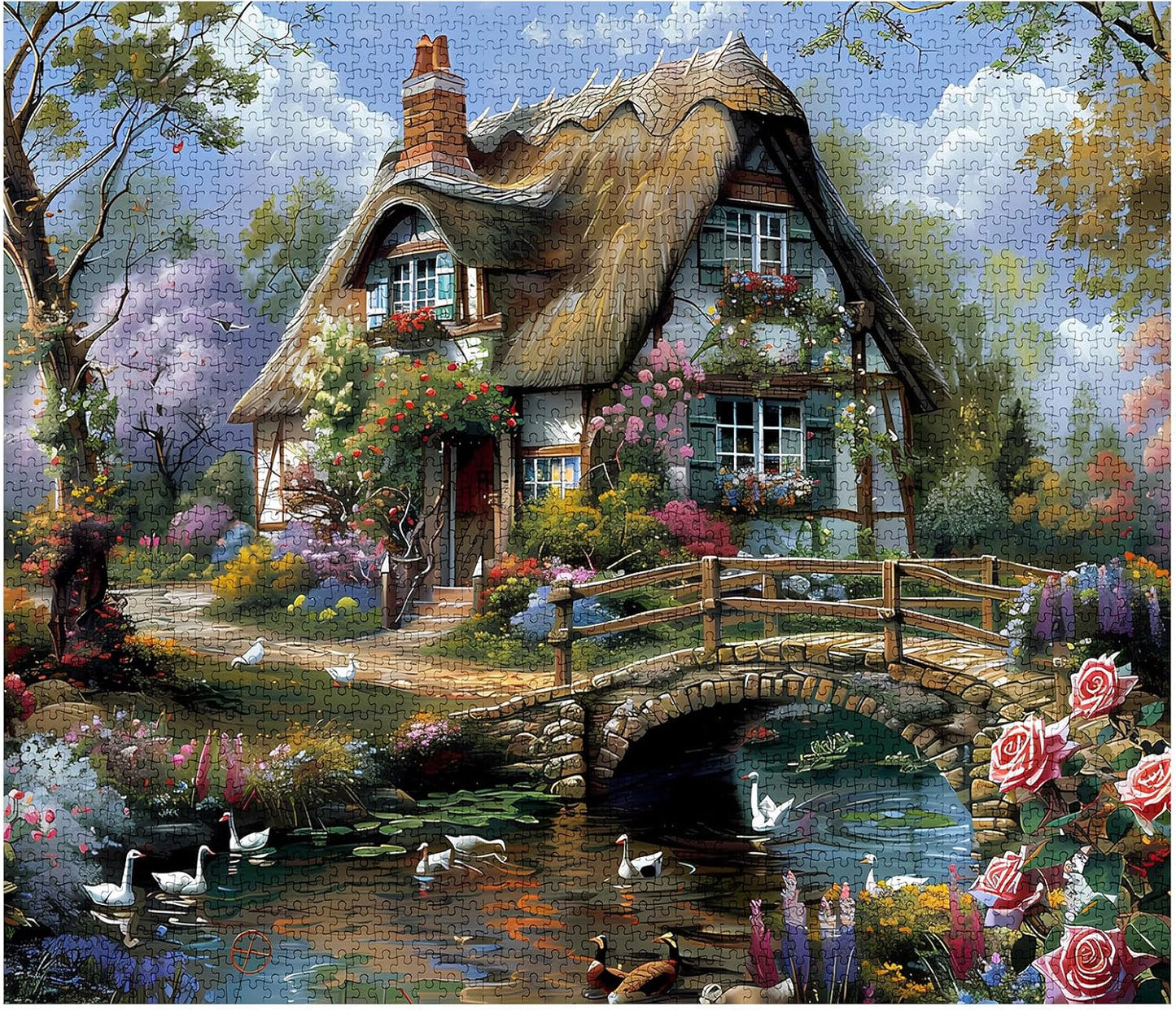 Bridgeside Vintage Thatched Cottage Jigsaw Puzzles