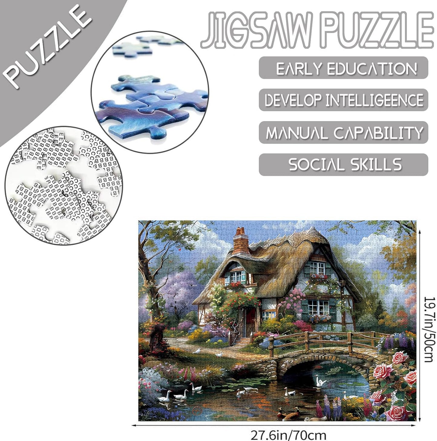 Bridgeside Vintage Thatched Cottage Jigsaw Puzzles