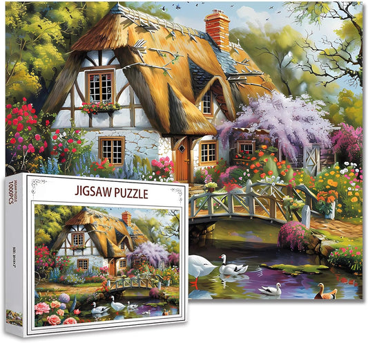 Forest Cabin Goose Flowers Trees Jigsaw Puzzles