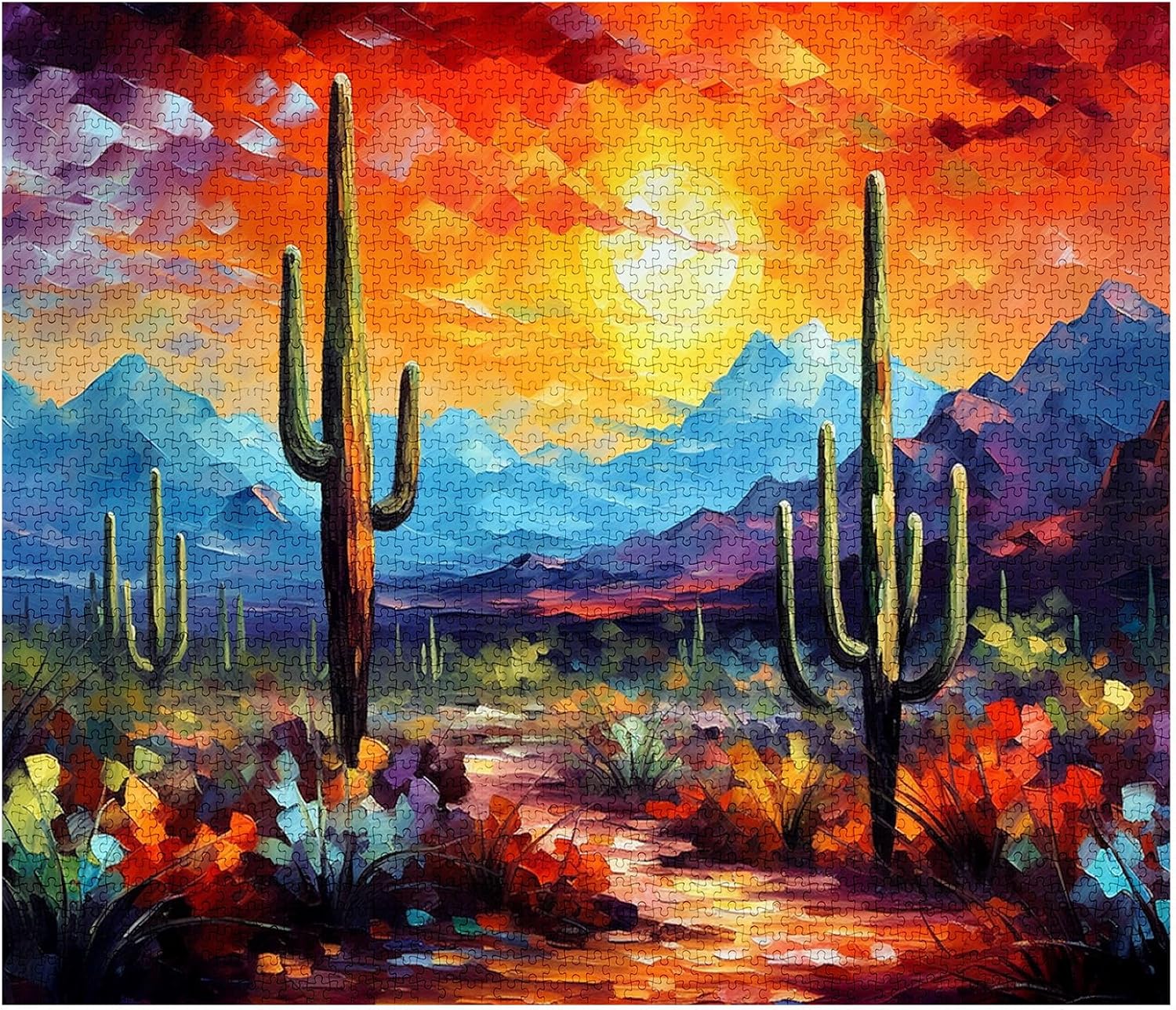 Saguaro Cacti Landscape Artwork Jigsaw Puzzles