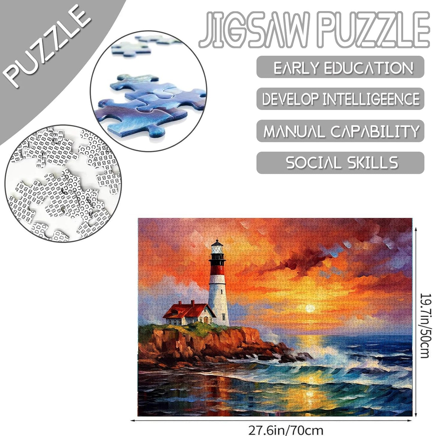 Lighthouse Seascape Portland Headlight Jigsaw Puzzles