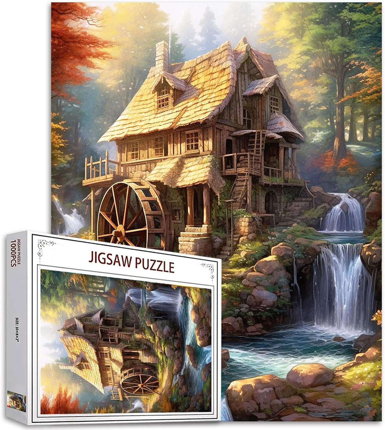 Puzzles de la roue à aubes de la forêt de la cabane rustique