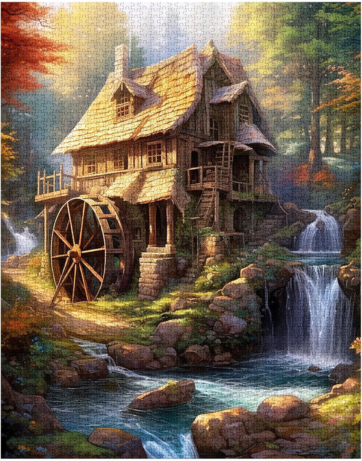 Puzzles de la roue à aubes de la forêt de la cabane rustique