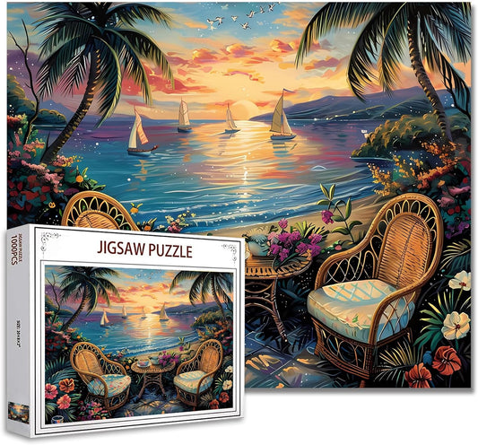 Seaside Tropical Sunset Jigsaw Puzzles