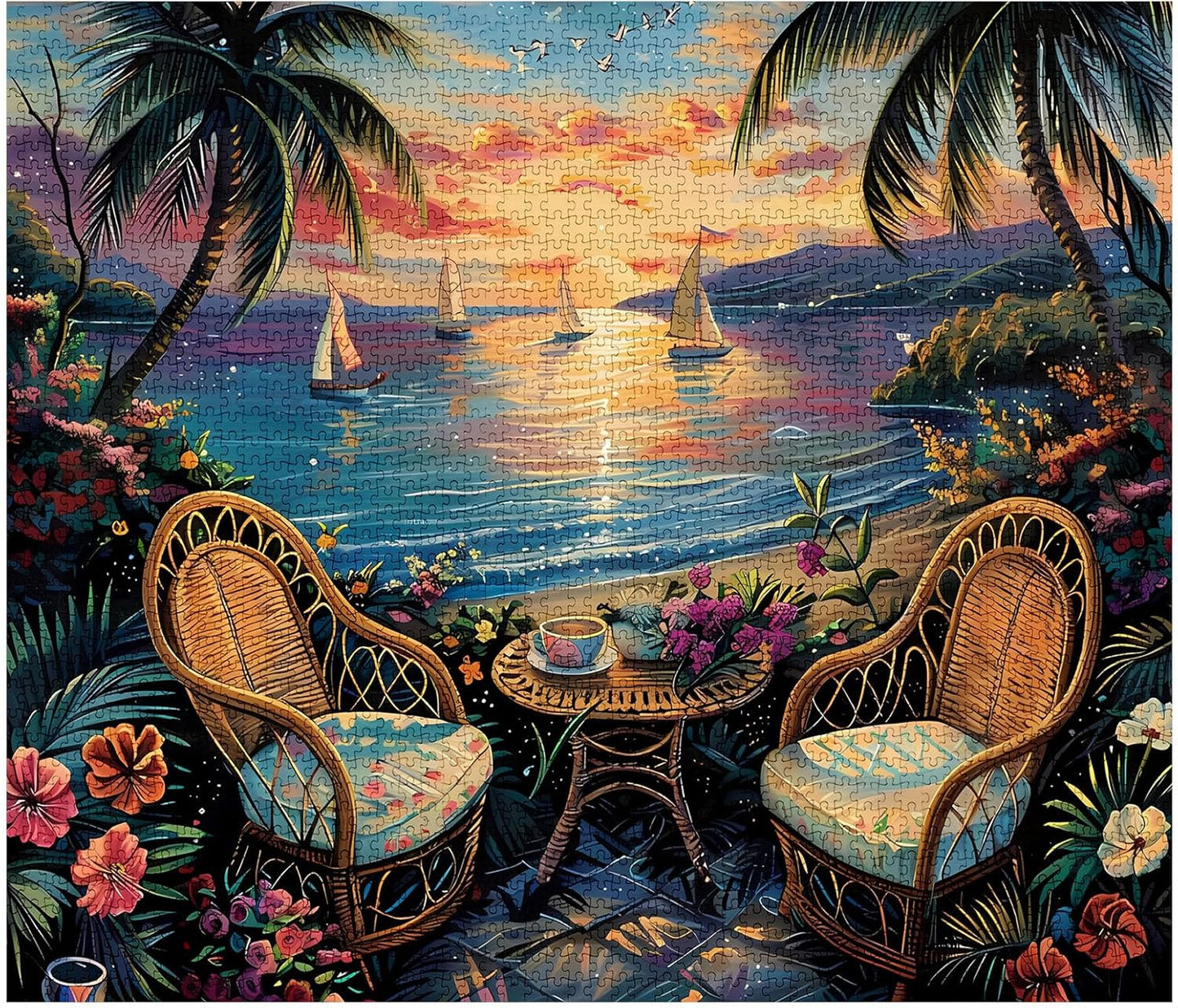 Seaside Tropical Sunset Jigsaw Puzzles