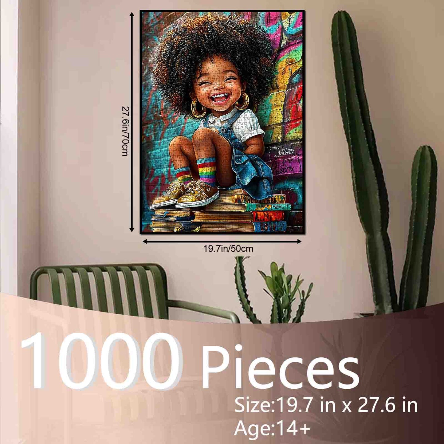 Joyful Curly Girl Graffiti Street Jigsaw Puzzle