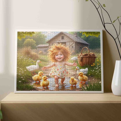 Joyful Farmyard Girl Jigsaw Puzzle