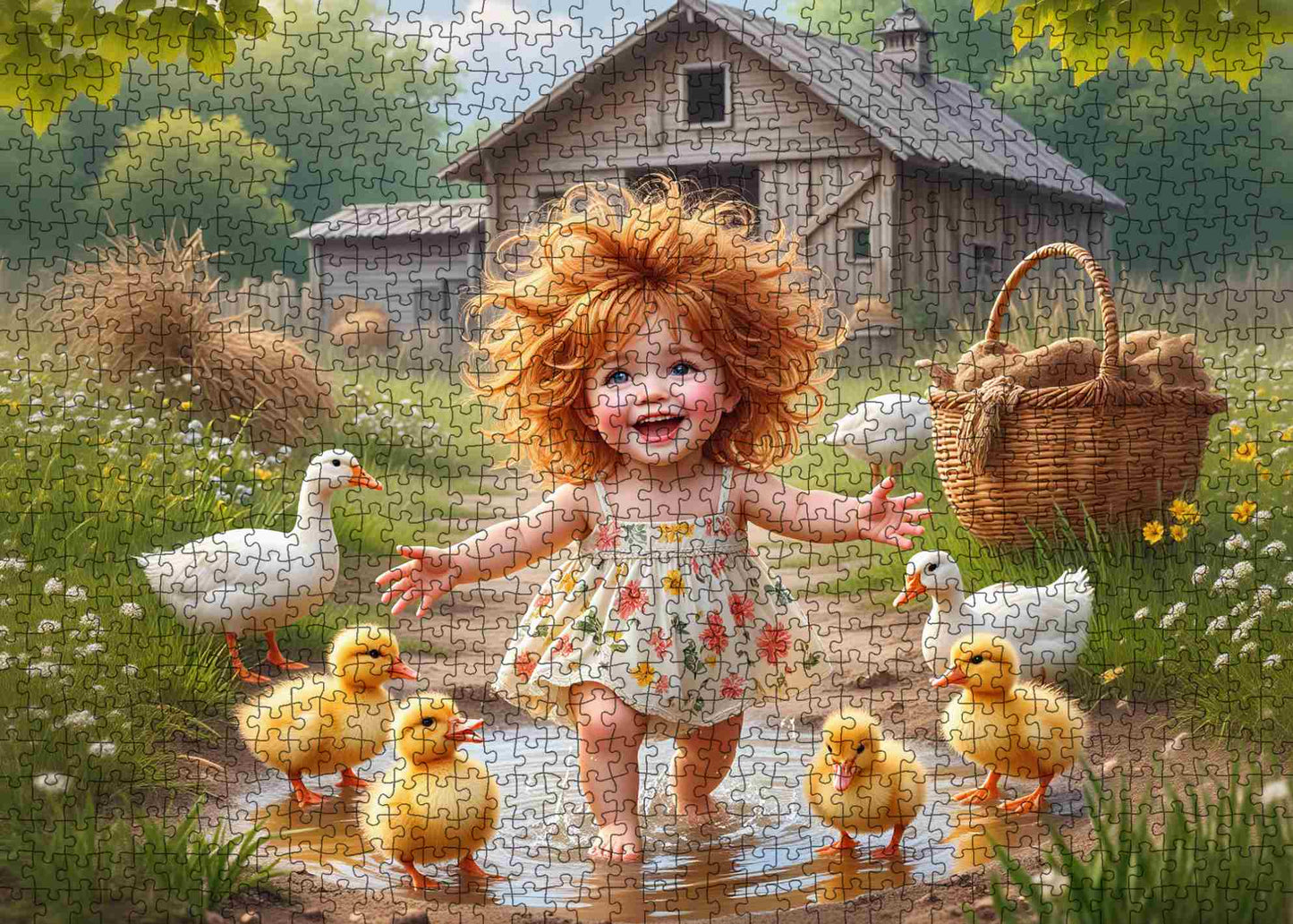 Joyful Farmyard Girl Jigsaw Puzzle
