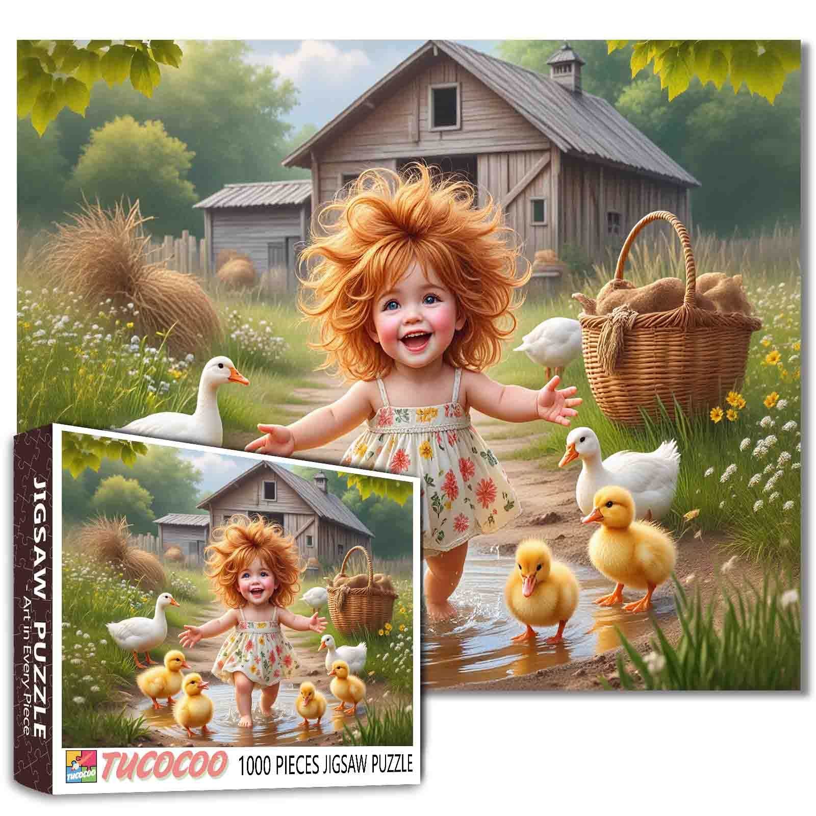 Joyful Farmyard Girl Jigsaw Puzzle