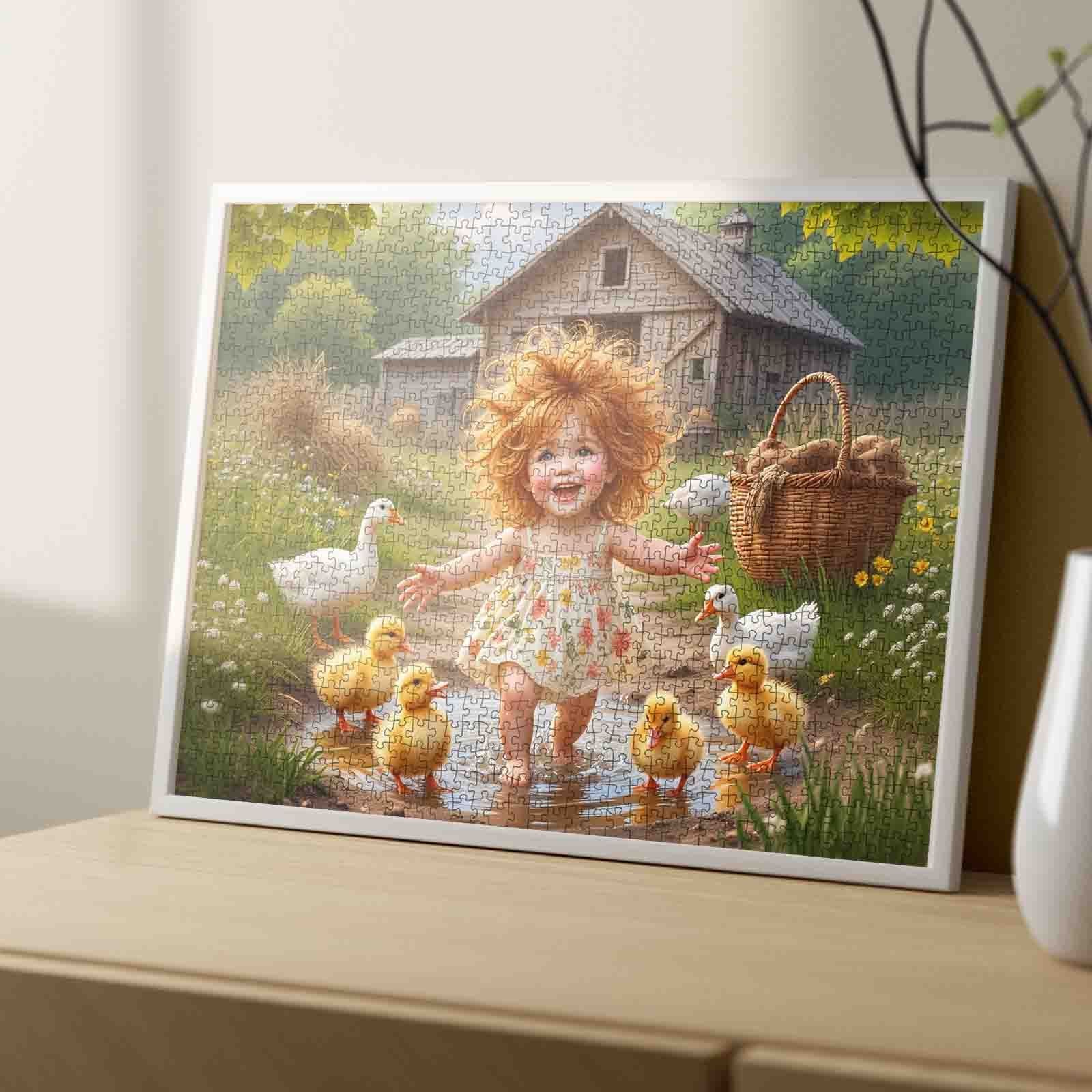 Joyful Farmyard Girl Jigsaw Puzzle