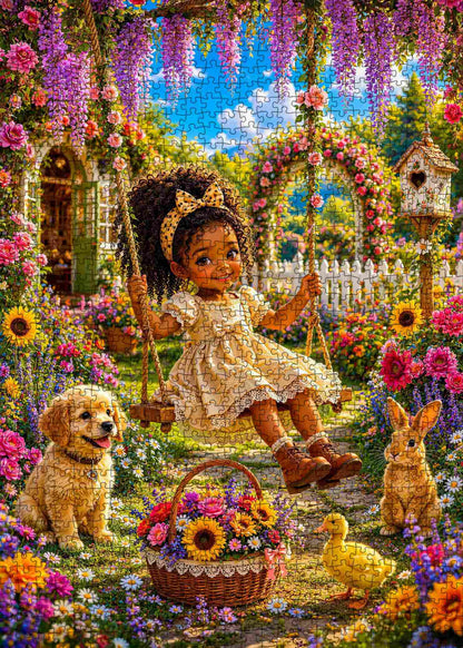 Joyful Garden Swing Adventure Jigsaw Puzzle