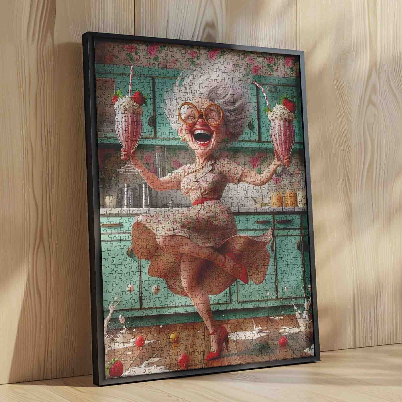 Joyful Grandma Kitchen Dance Jigsaw Puzzle
