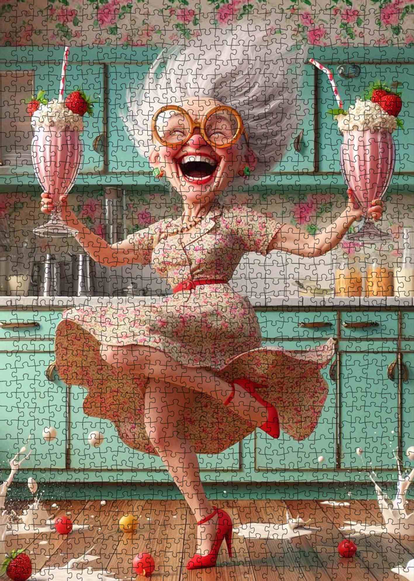 Joyful Grandma Kitchen Dance Jigsaw Puzzle