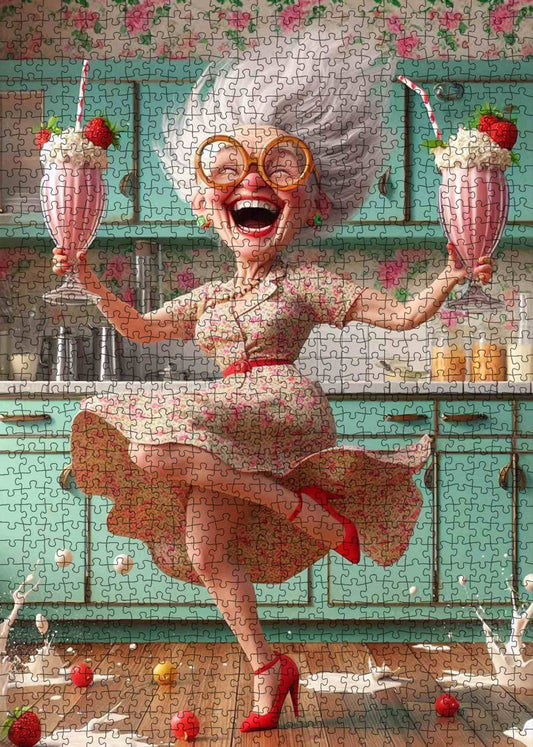 Joyful Grandma Kitchen Dance Jigsaw Puzzle