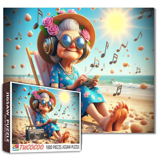 Joyful Music Beach Granny Jigsaw Puzzle