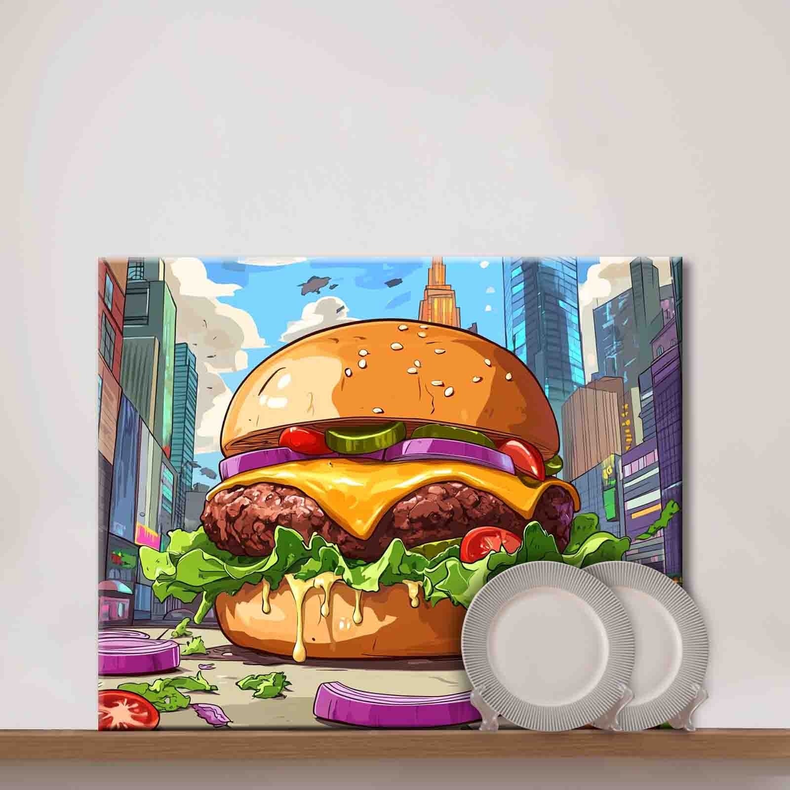Juicy Cheeseburger Cityscape paint by numbers