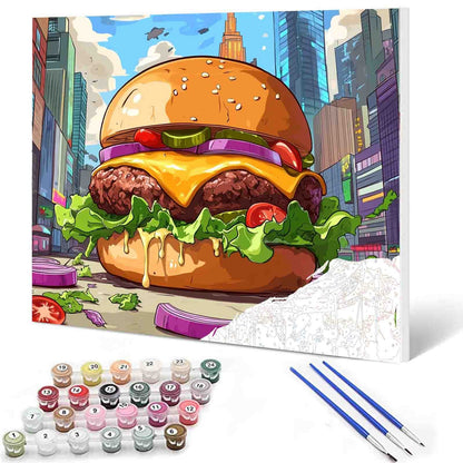 Juicy Cheeseburger Cityscape paint by numbers