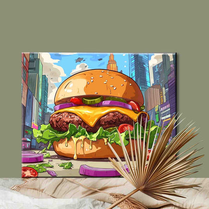 Juicy Cheeseburger Cityscape paint by numbers