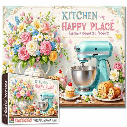 Kitchen Happy Place Floral Baking Jigsaw Puzzle