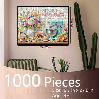 Kitchen Happy Place Floral Baking Jigsaw Puzzle