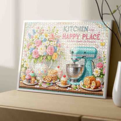 Kitchen Happy Place Floral Baking Jigsaw Puzzle