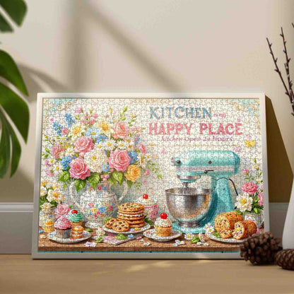 Kitchen Happy Place Floral Baking Jigsaw Puzzle