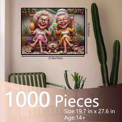Laughing Grandmas Garden Party Jigsaw Puzzle