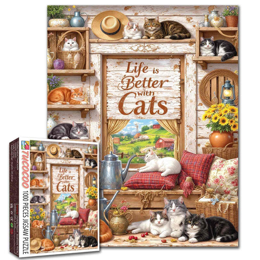 Life Better With Cats Jigsaw Puzzle
