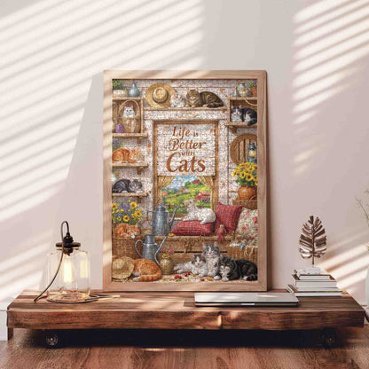 Life Better With Cats Jigsaw Puzzle