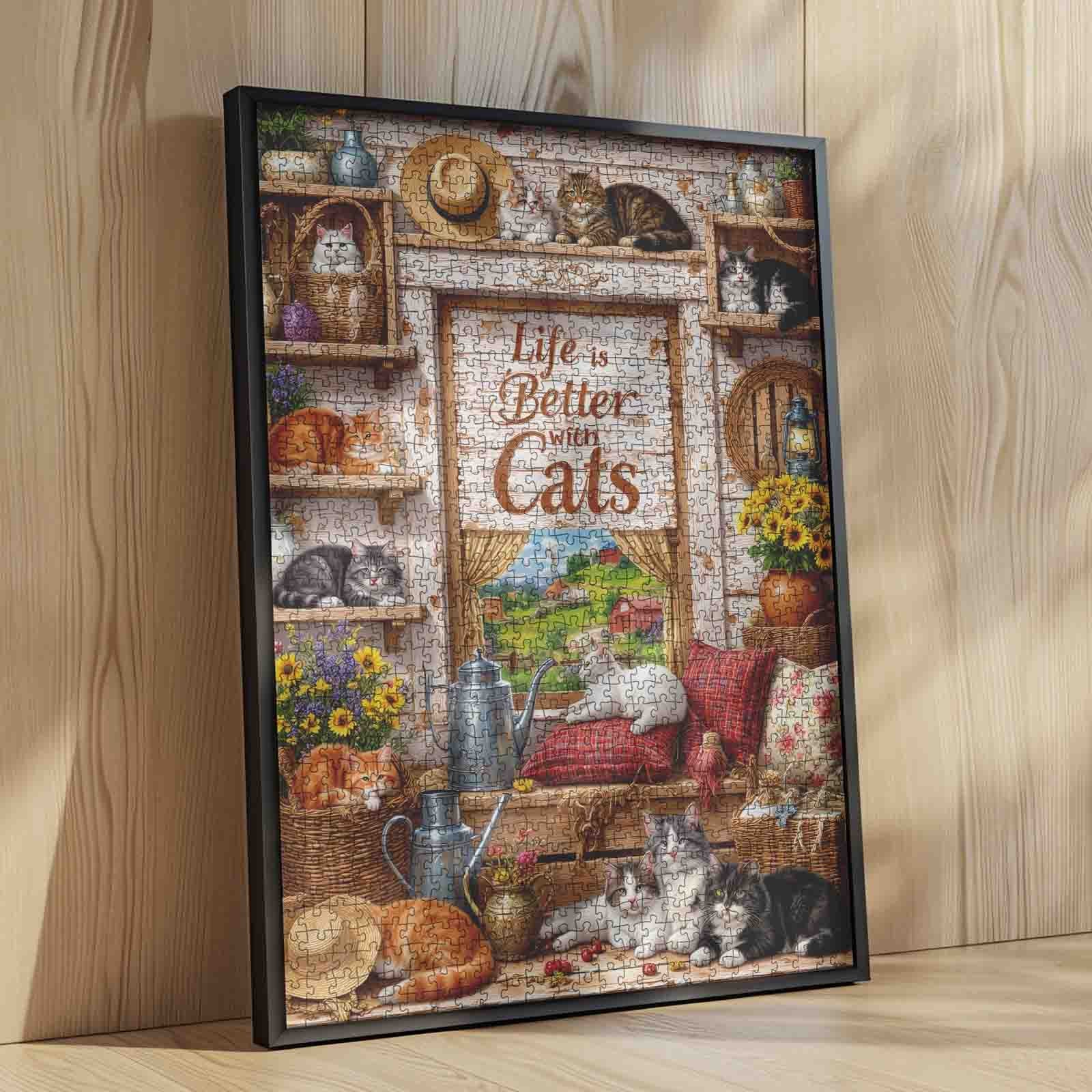 Life Better With Cats Jigsaw Puzzle