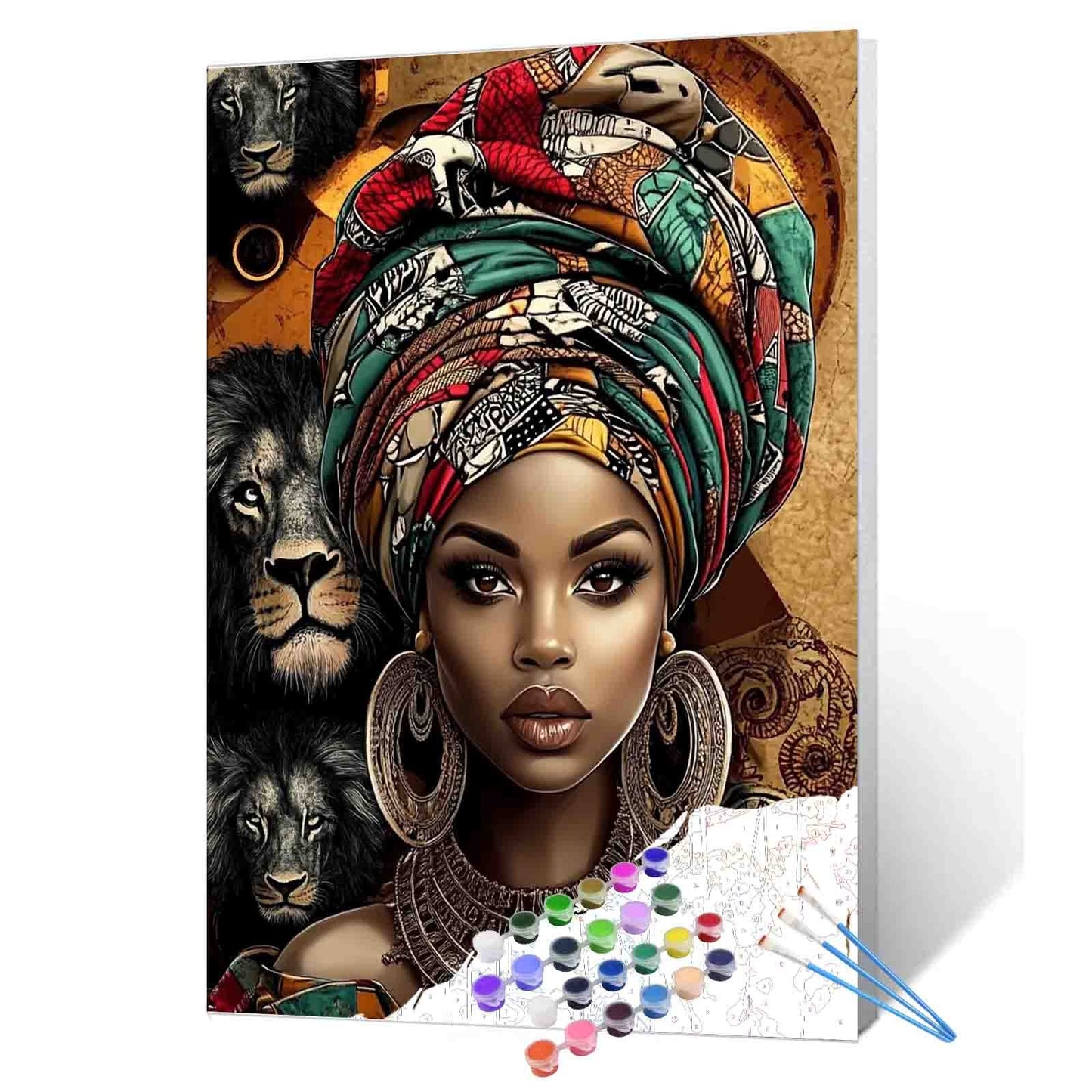 Lion-Spirit Tribal Queen Paint by Numbers