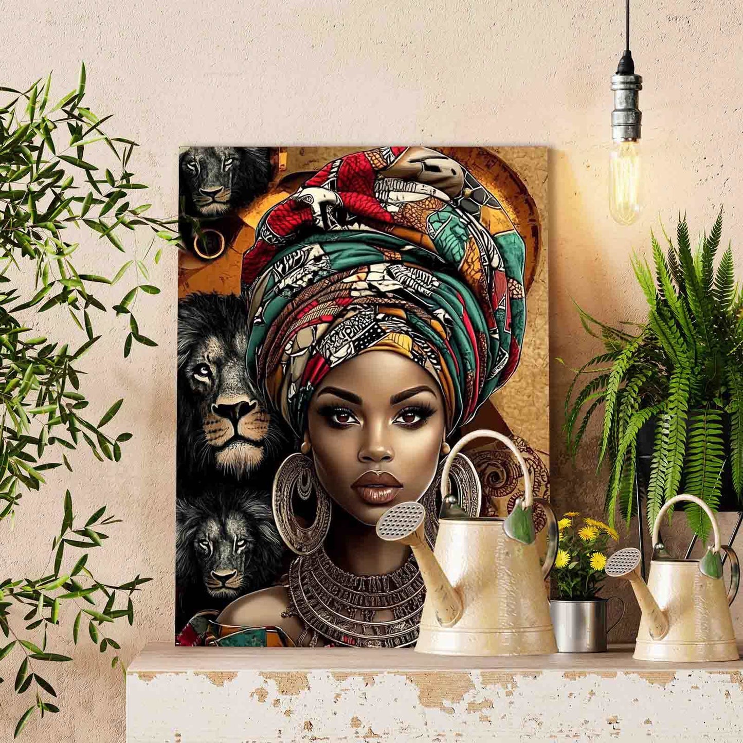 Lion-Spirit Tribal Queen Paint by Numbers