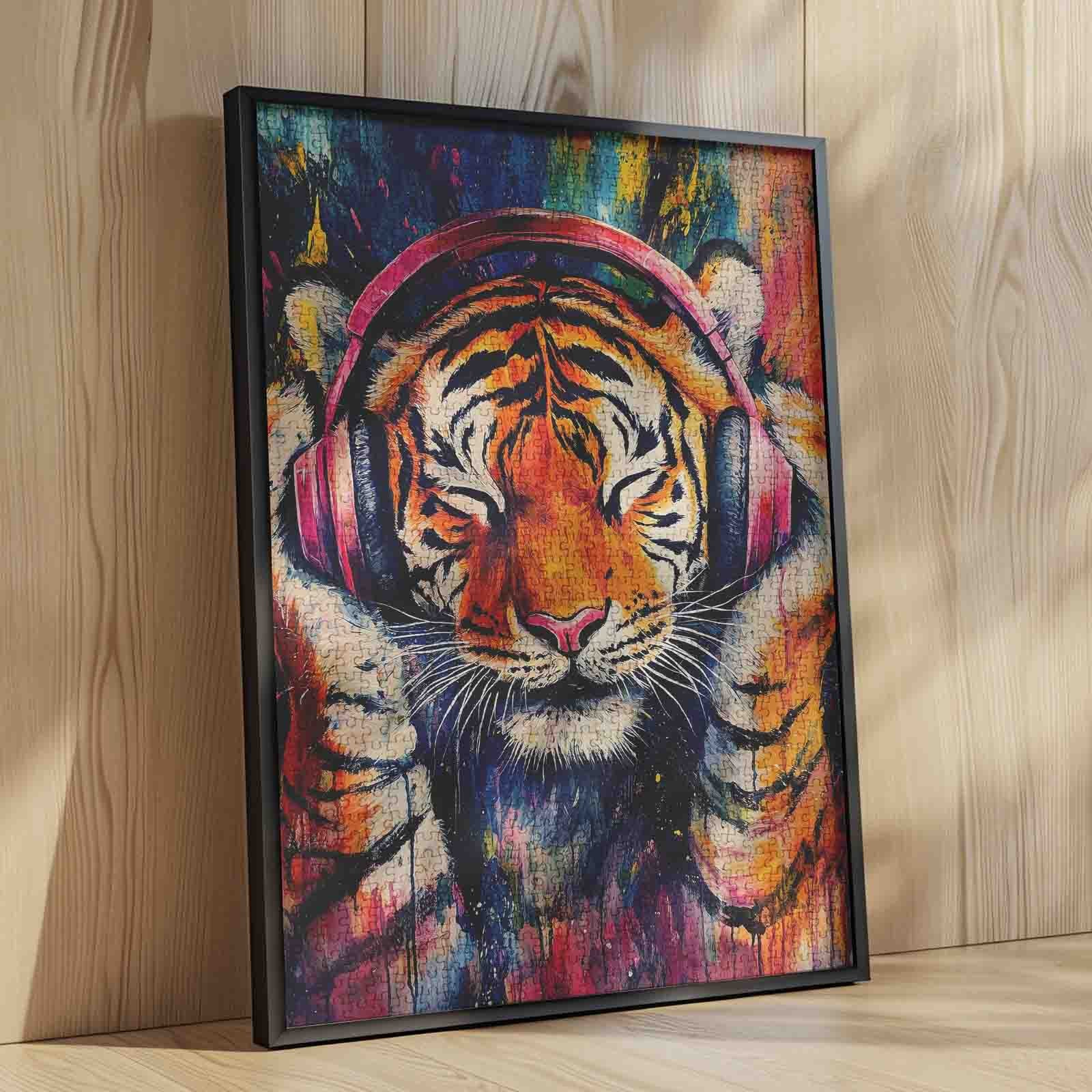 Listening Tiger Street Art Jigsaw Puzzle
