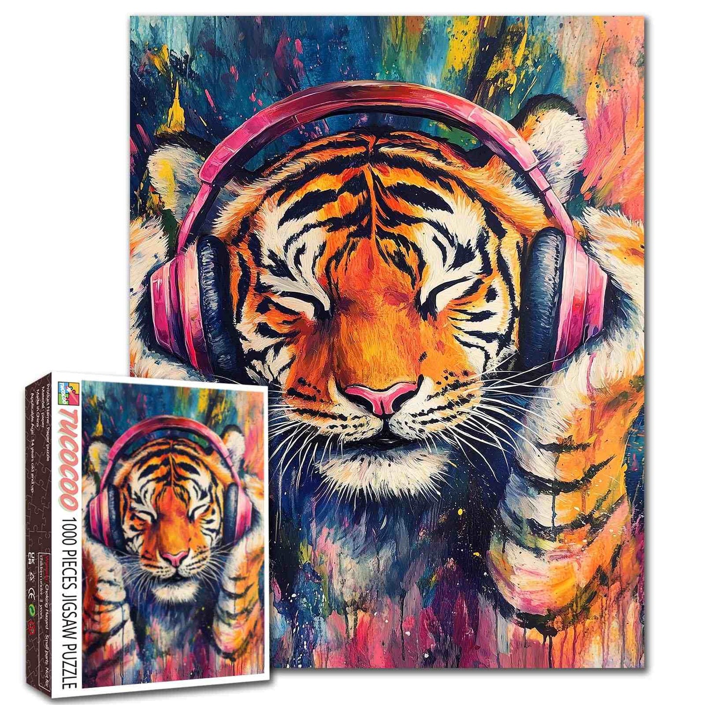 Listening Tiger Street Art Jigsaw Puzzle
