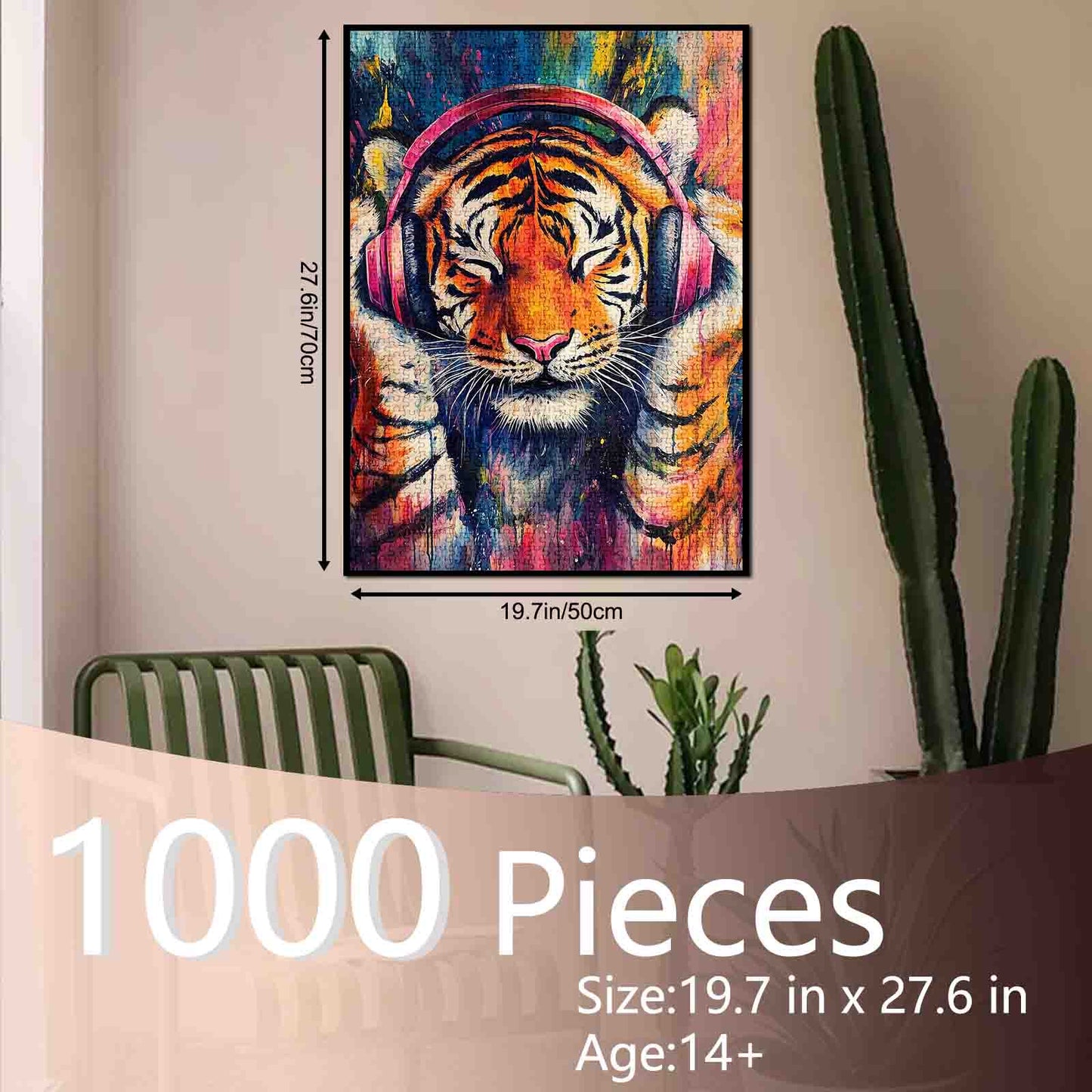 Listening Tiger Street Art Jigsaw Puzzle