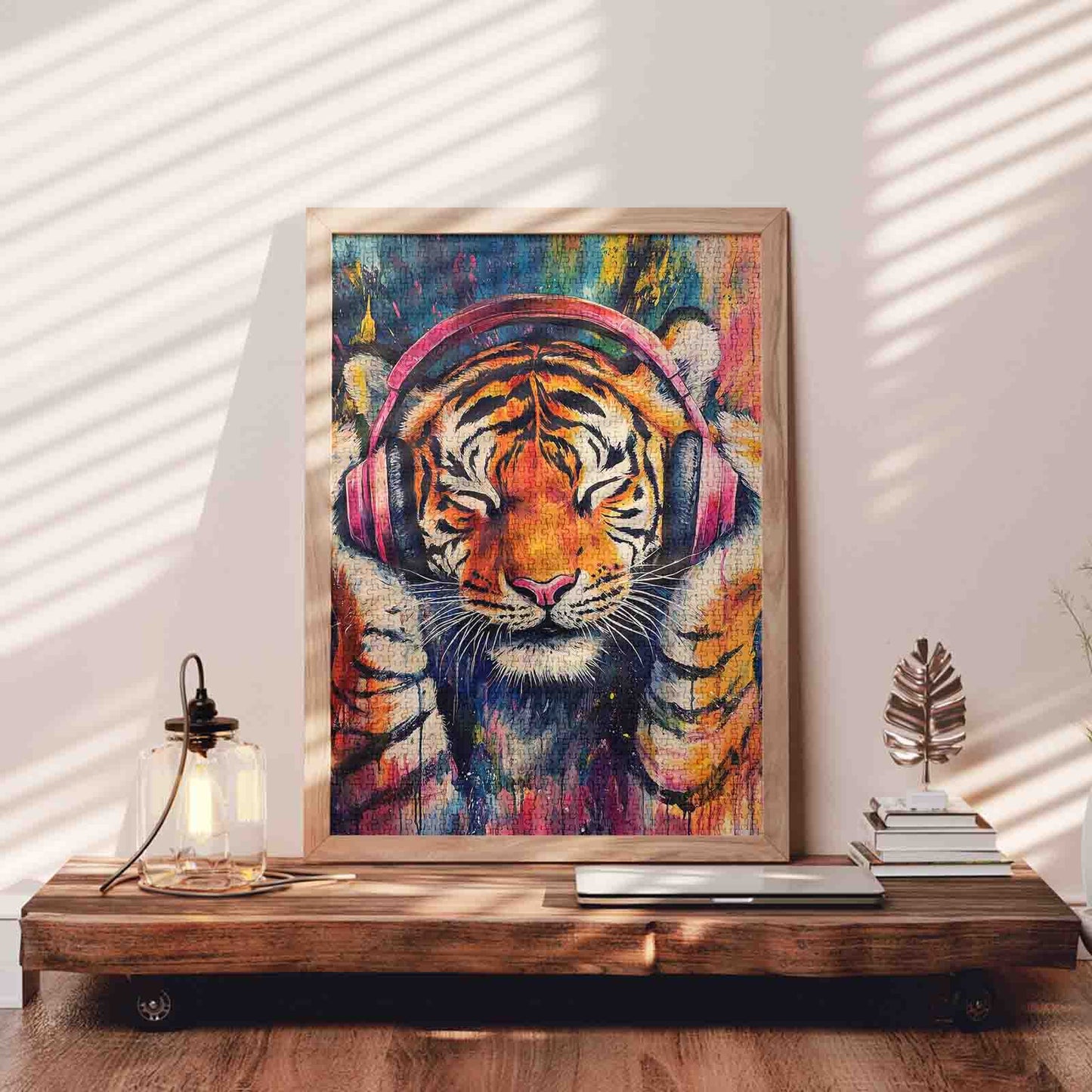 Listening Tiger Street Art Jigsaw Puzzle