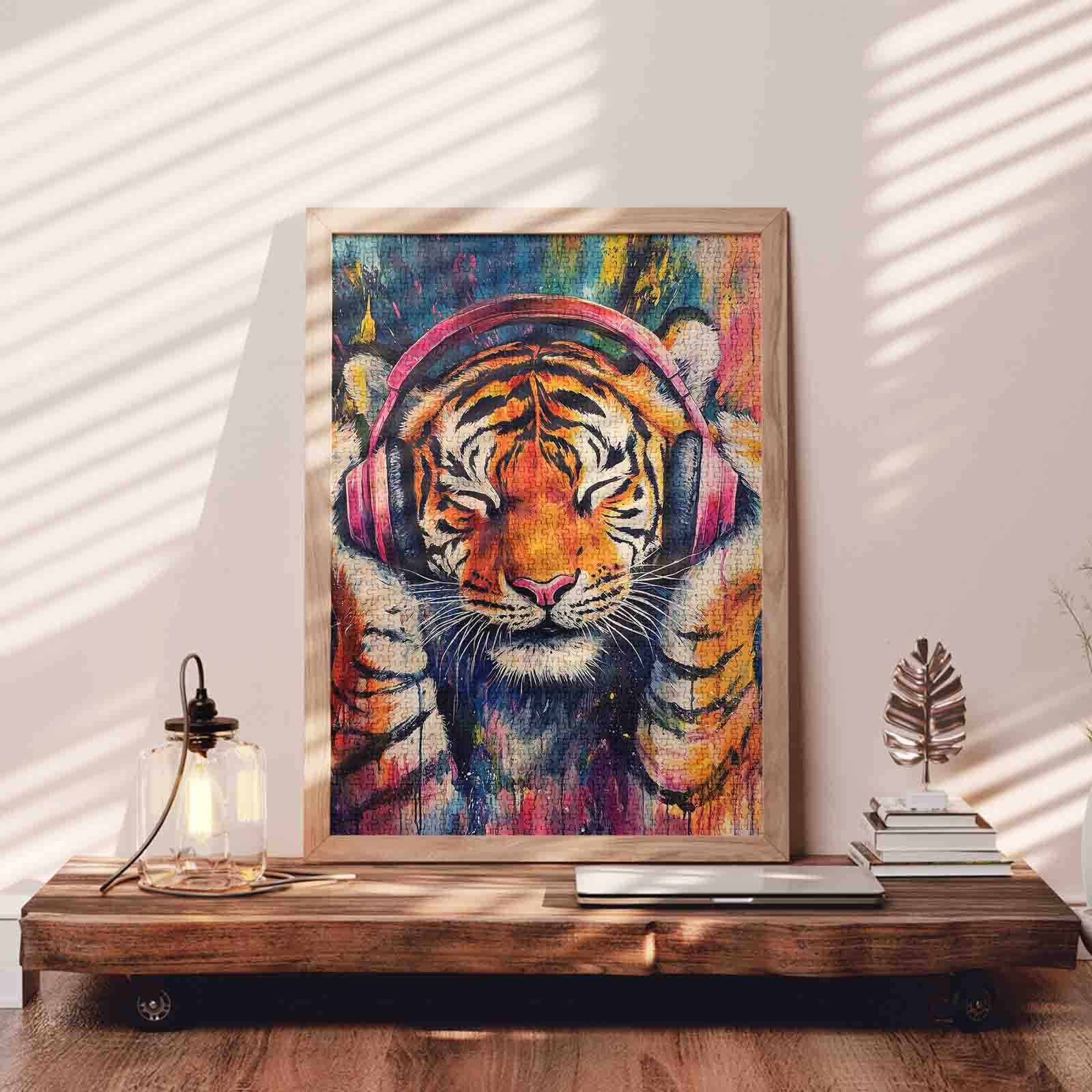 Listening Tiger Street Art Jigsaw Puzzle