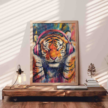 Listening Tiger Street Art Jigsaw Puzzle